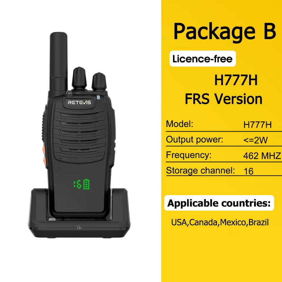 H777H Walkie Talkie Hidden Display Two-Way Radio 1Or 2 PCS Walkie-Talkie PMRFRS Communication Radio Portable for Camping