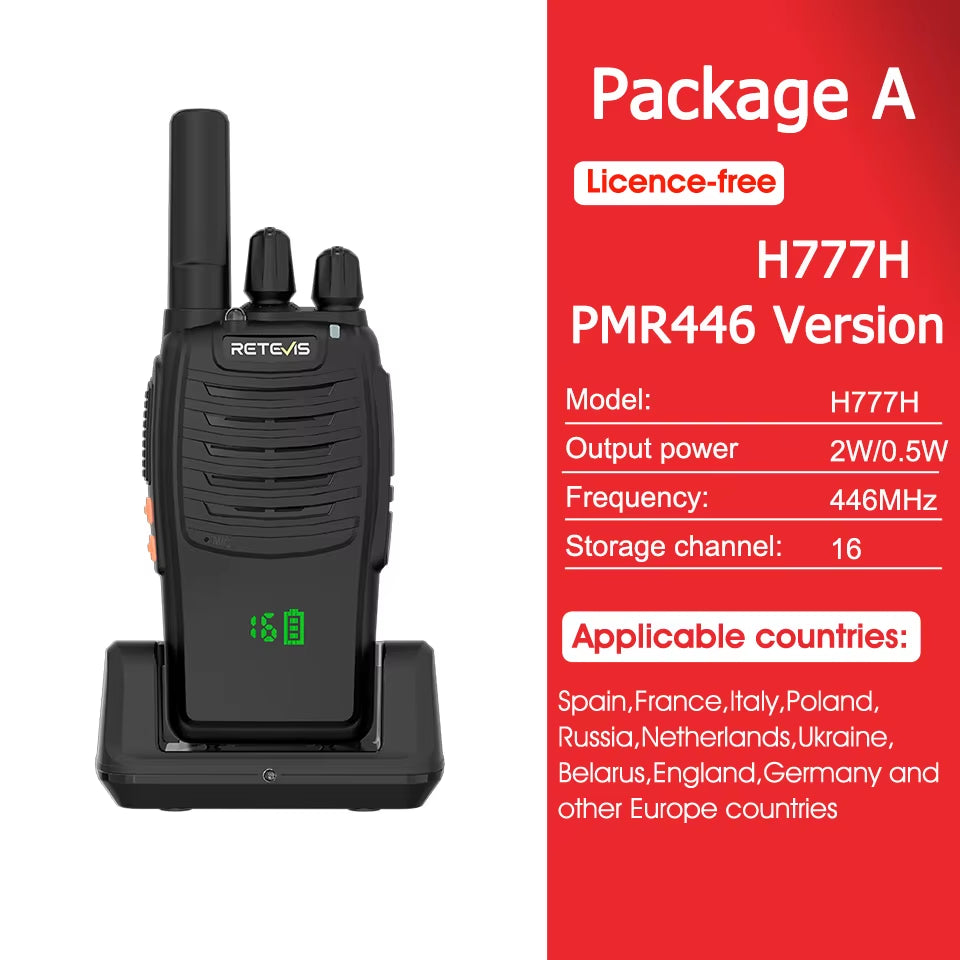 H777H Walkie Talkie Hidden Display Two-Way Radio 1Or 2 PCS Walkie-Talkie PMRFRS Communication Radio Portable for Camping