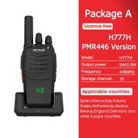 H777H Walkie Talkie Hidden Display Two-Way Radio 1Or 2 PCS Walkie-Talkie PMRFRS Communication Radio Portable for Camping
