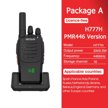 H777H Walkie Talkie Hidden Display Two-Way Radio 1Or 2 PCS Walkie-Talkie PMRFRS Communication Radio Portable for Camping