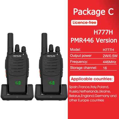 H777H Walkie Talkie Hidden Display Two-Way Radio 1Or 2 PCS Walkie-Talkie PMRFRS Communication Radio Portable for Camping