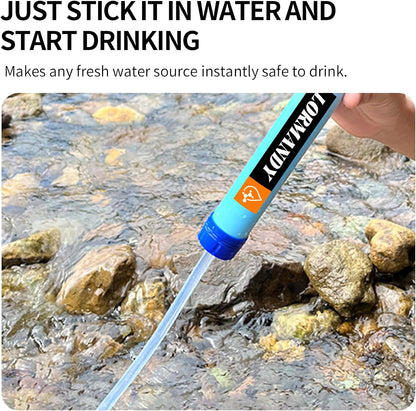 Personal Water Filter, Straw Water Purifier System, Outdoor Portable Water Filter Straw, Emergency Survival Gear for Hiking Camping Accessories Travel Fishing Emergency Preparedness