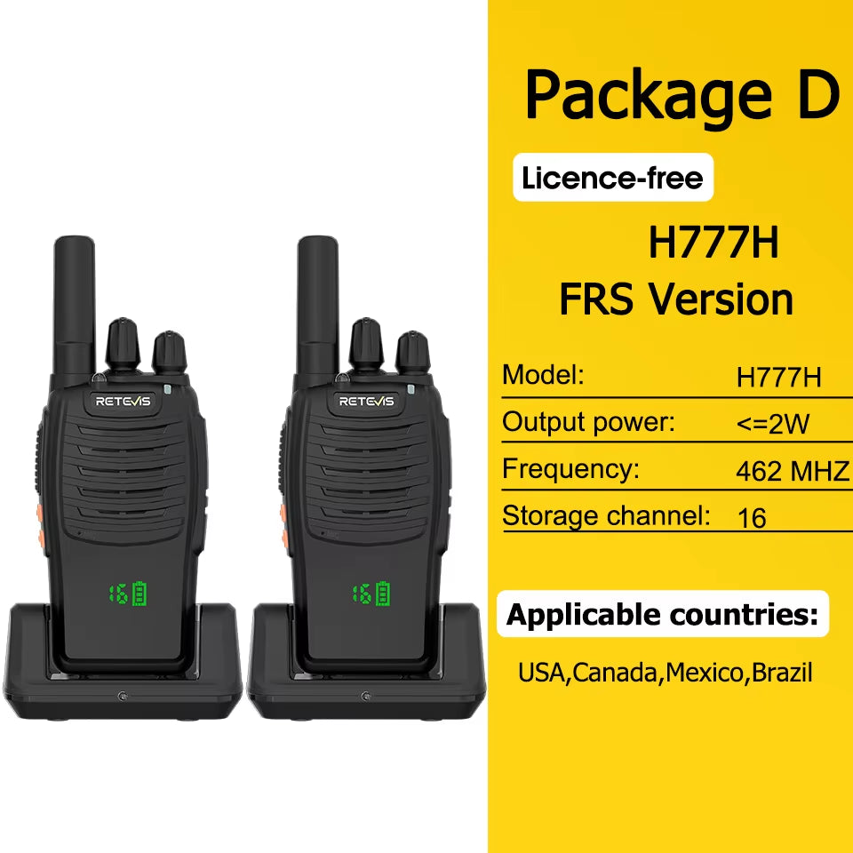 H777H Walkie Talkie Hidden Display Two-Way Radio 1Or 2 PCS Walkie-Talkie PMRFRS Communication Radio Portable for Camping