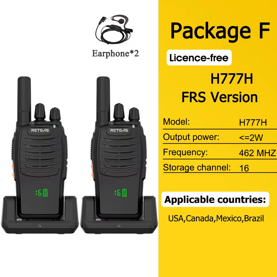 H777H Walkie Talkie Hidden Display Two-Way Radio 1Or 2 PCS Walkie-Talkie PMRFRS Communication Radio Portable for Camping